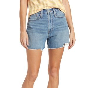 Madewell Momjean Chewed Hem Shorts Medium Blue NWT Size 32